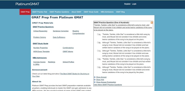 Ôn tập trên trang web Platinum GMAT sẽ giúp người học dễ dàng cải thiện điểm hơn